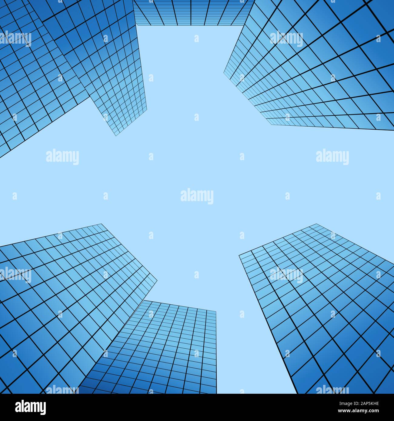 Bottom view of business skyscrapers Stock Vector