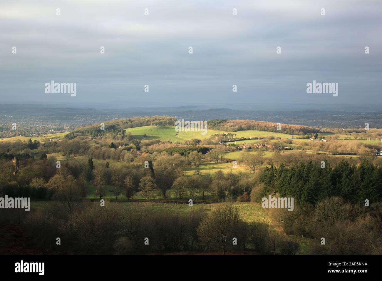 View of Wychbury hill from Clent hill, Worcestershire, England, UK. Stock Photo