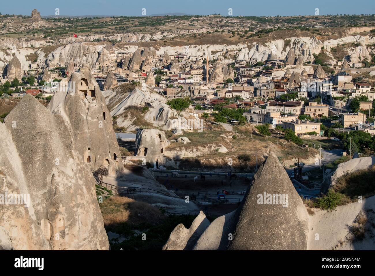 Cappadocia, Turkey: landscape of the famous region resulted from thousands of years of volcanic activity and erosion, shaping tuff into many forms Stock Photo