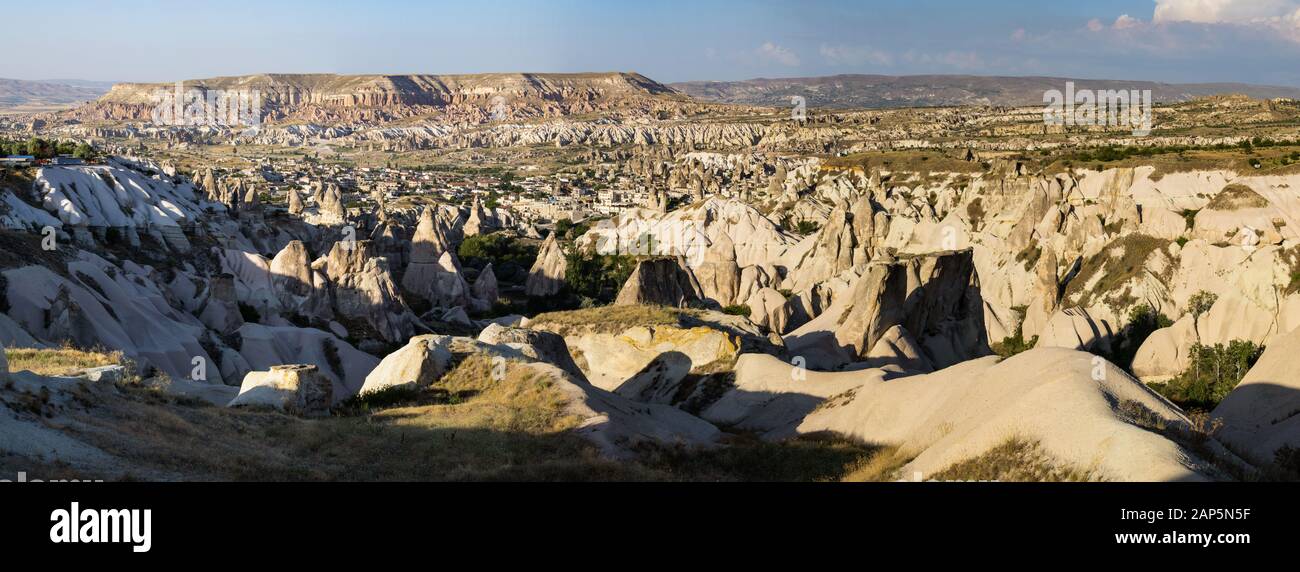 Cappadocia, Turkey: landscape of the famous region resulted from thousands of years of volcanic activity and erosion, shaping tuff into many forms Stock Photo