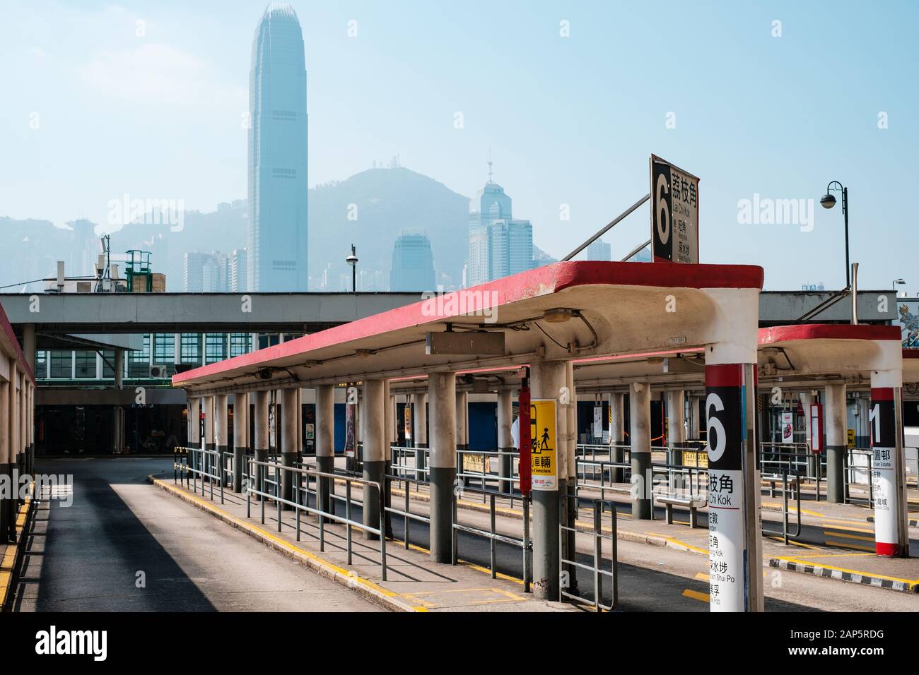 HongKong, China - November, 2019: Tsim Sha Tsui Bus terminal in Hong Kong. Stock Photo