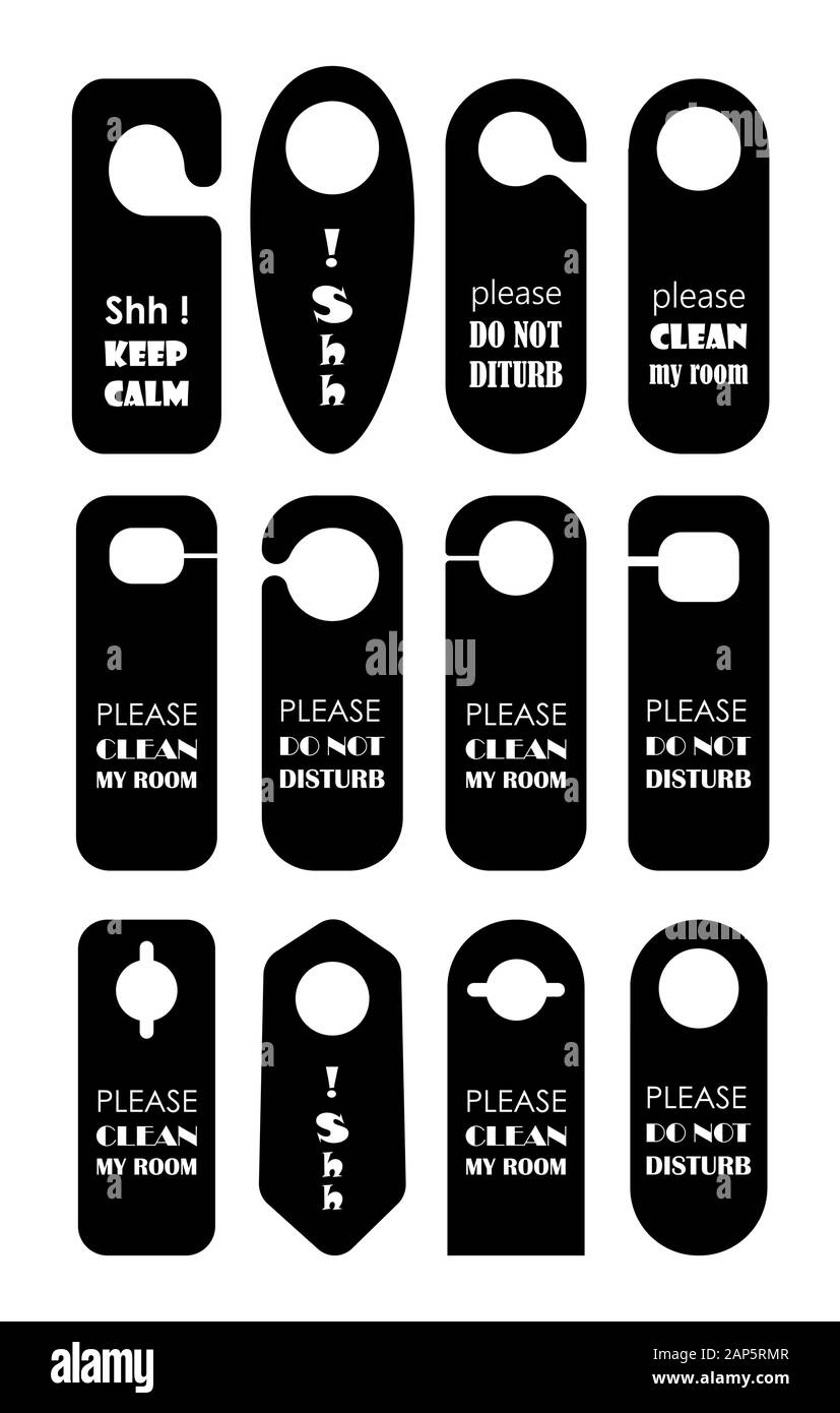  Do Not Disturb Door Hanger Black Plastic with White