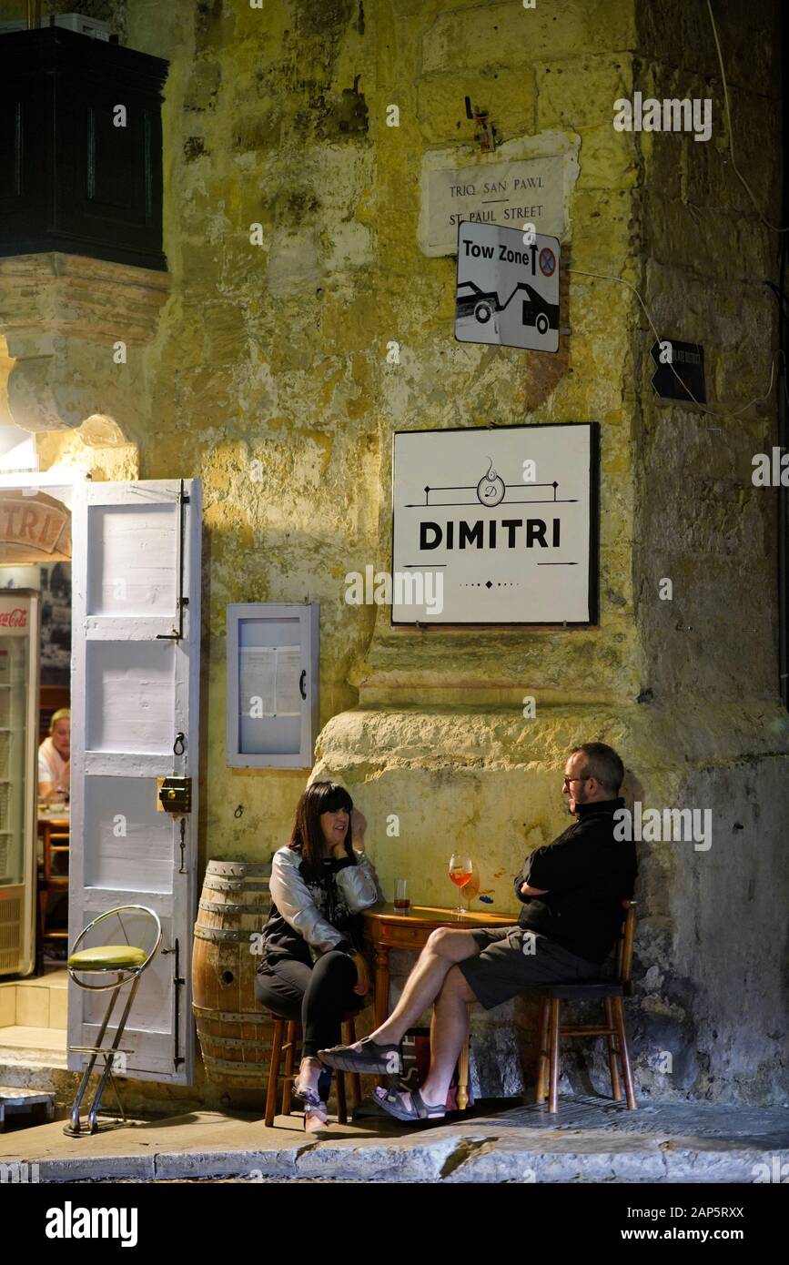 Dimitri wine bar , 339,St Paul's Street, La Valletta, Mallta Stock