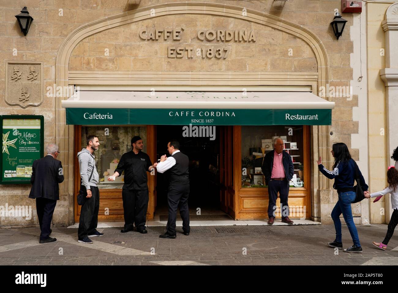 Caffè Cordina, was established in 1837, 244 Republic, Il-Belt Valletta, Malta Island, Europe Stock Photo