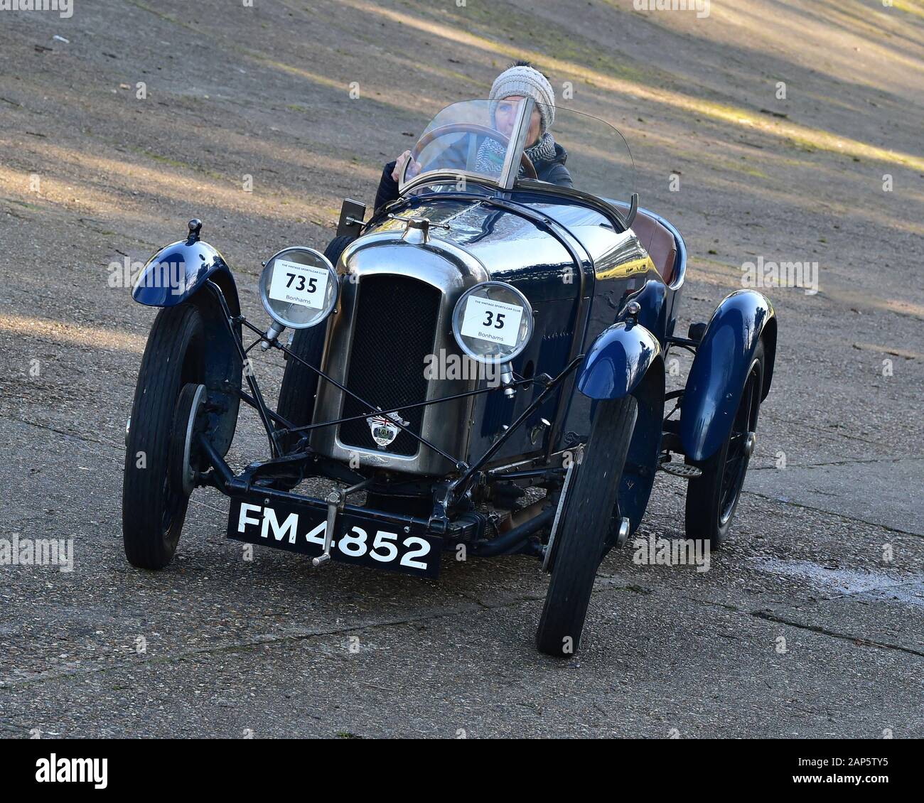 Mrs Camilla Pringle, Amilcar CGSS, Vintage Sports Car Club, VSCC, New Year Driving Tests, Brooklands Museum, Weybridge, Surrey, England, Sunday, 19th Stock Photo