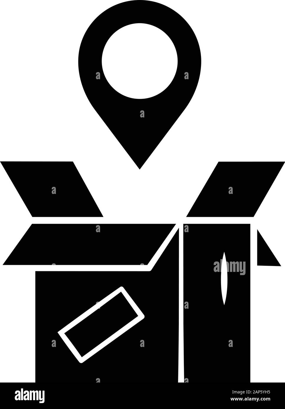 Parcel tracking glyph icon. Package location monitoring. Order status postal tracking. Delivery