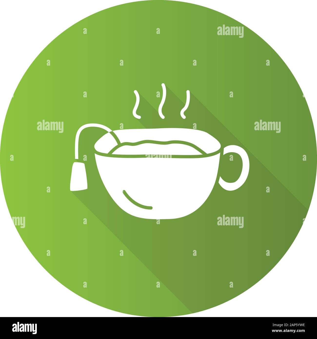 Hot brown tea cup green flat design long shadow glyph icon. Mug with warm  delicious beverage vector silhouette illustration. Teatime break, breakfast  Stock Vector Image & Art - Alamy