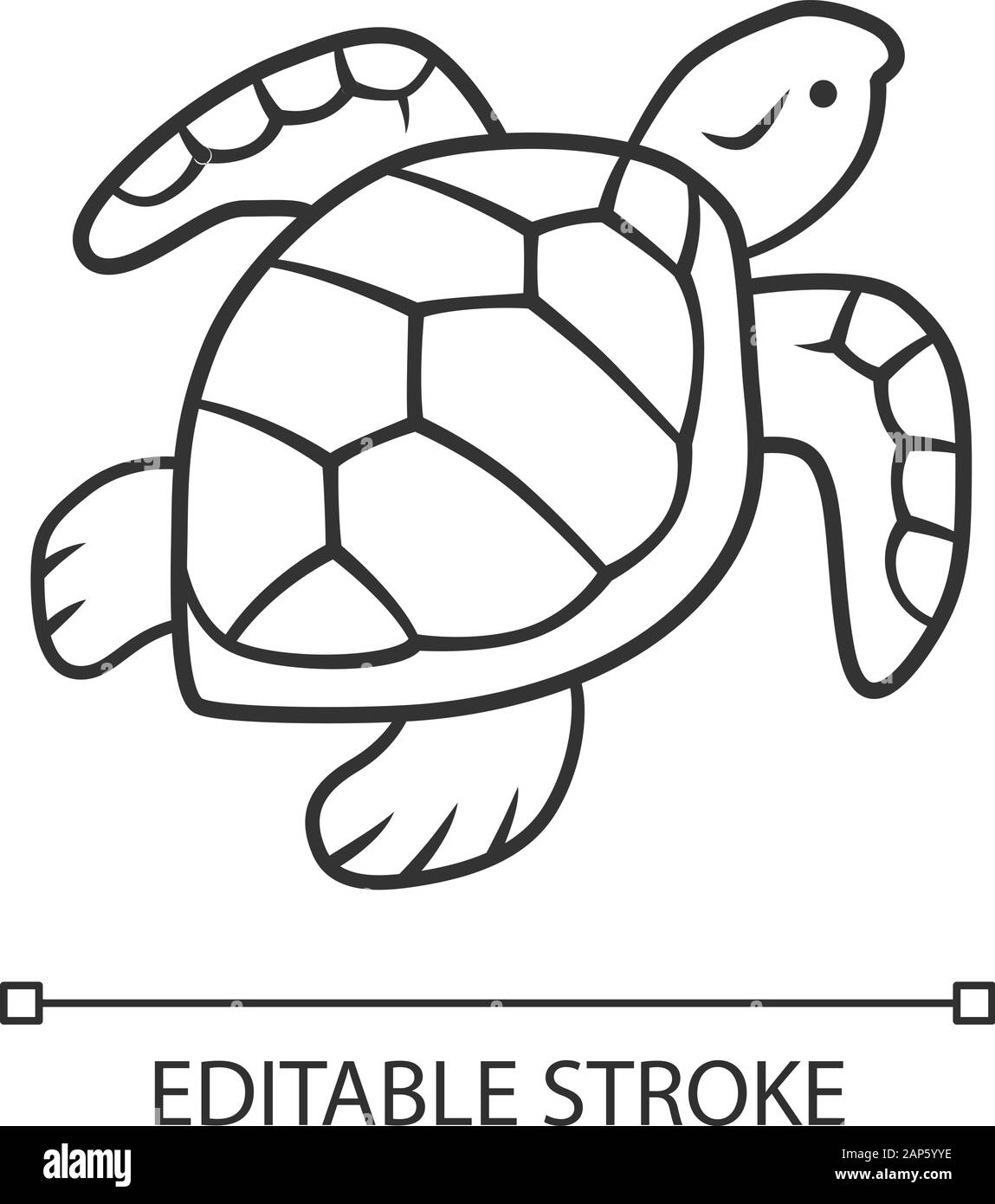 Turtle linear icon. Slow moving reptile with scaly shell. Aquatic animal.  Swimming creature. Marine fauna. Thin line illustration. Contour symbol.  Vec Stock Vector Image & Art - Alamy