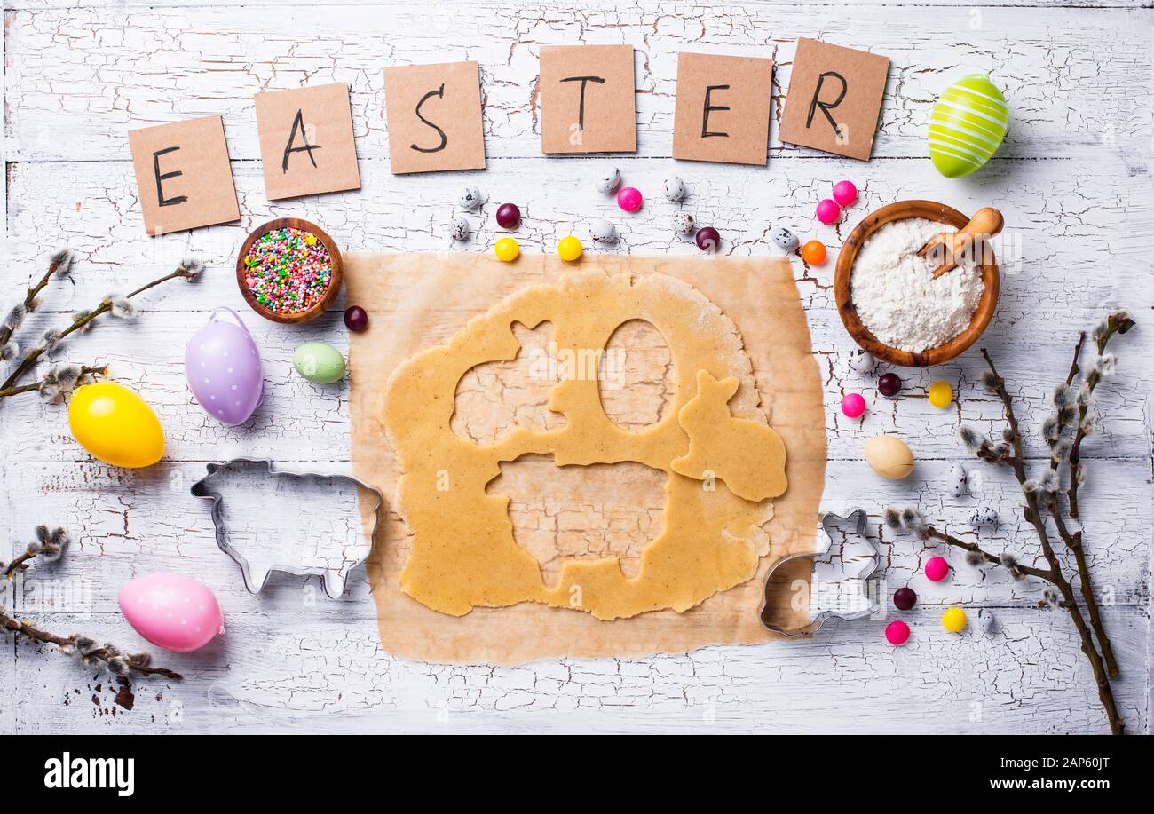 Gingerbread dough for cooking Easter cookies Stock Photo