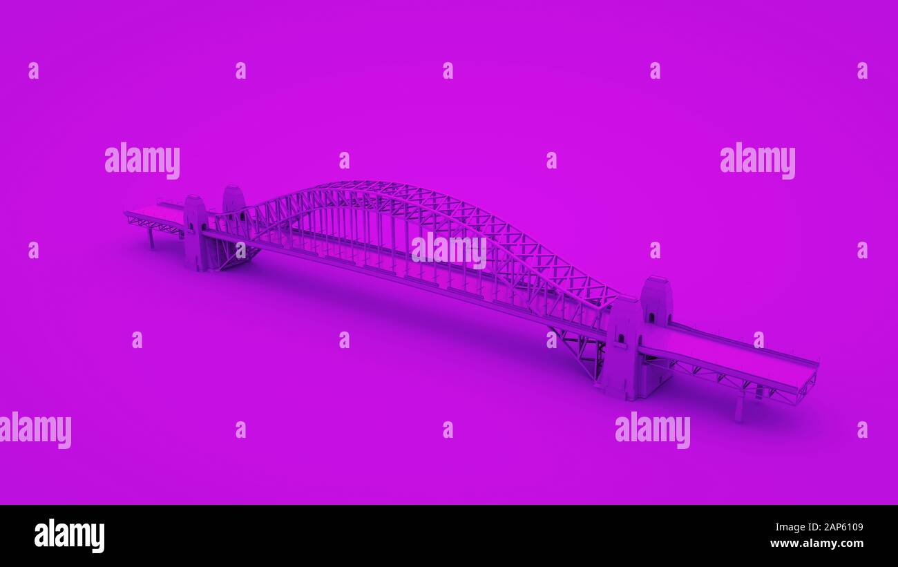 Bridge on purple background. Minimal idea concept, 3d rendering. Stock Photo