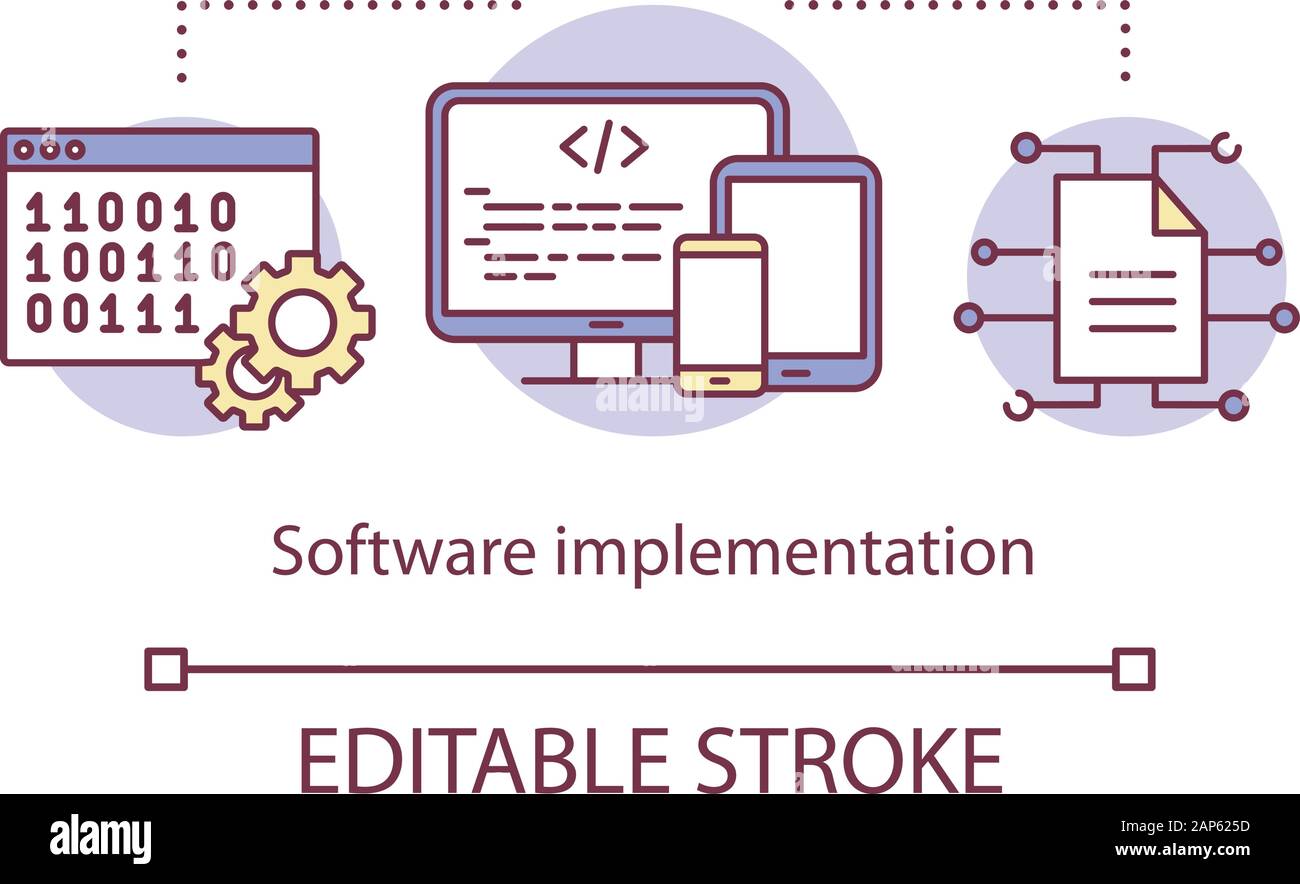 Software implementation concept icon. Computer programming and ...