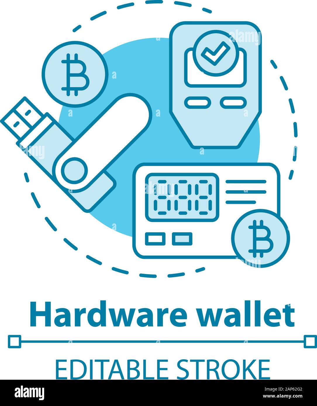 Hardware wallet blue concept icon. Storing private keys in storage