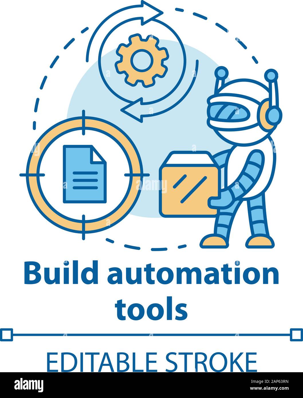 Build automation tools concept icon. Robot helper setup. Information  technology. System maintenance. Robotic process idea thin line  illustration. Vect Stock Vector Image & Art - Alamy
