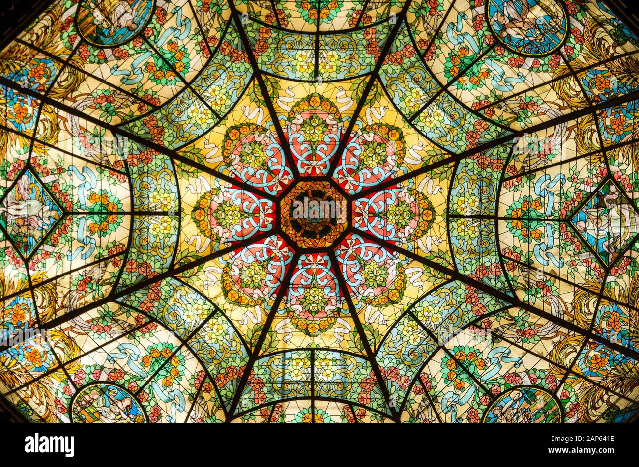 Stained glass window of the Colon Theater, the main opera house in