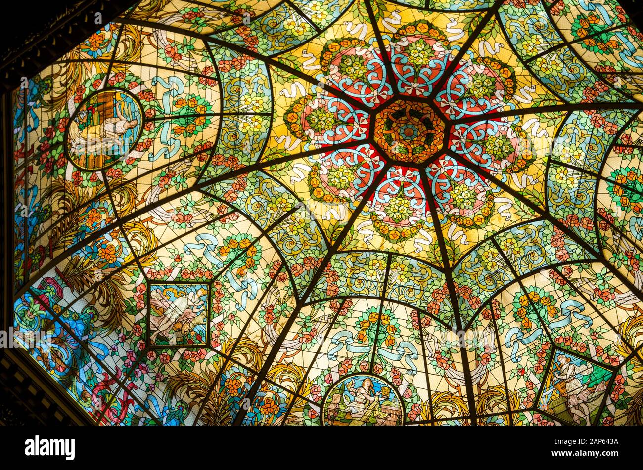 Stained glass window of the Colon Theater, the main opera house in