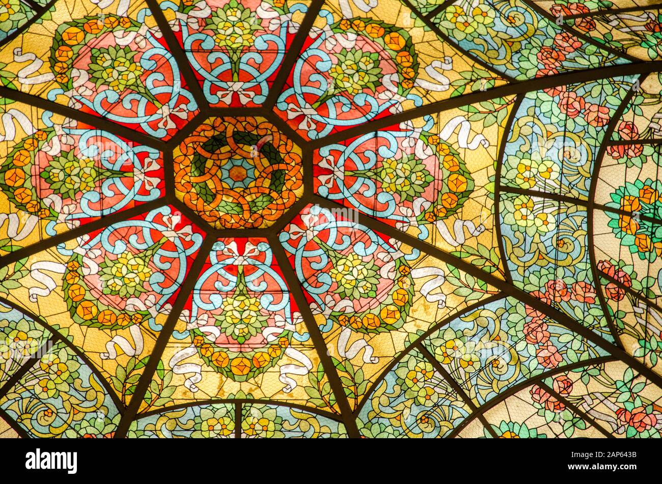 Stained glass window of the Colon Theater, the main opera house in