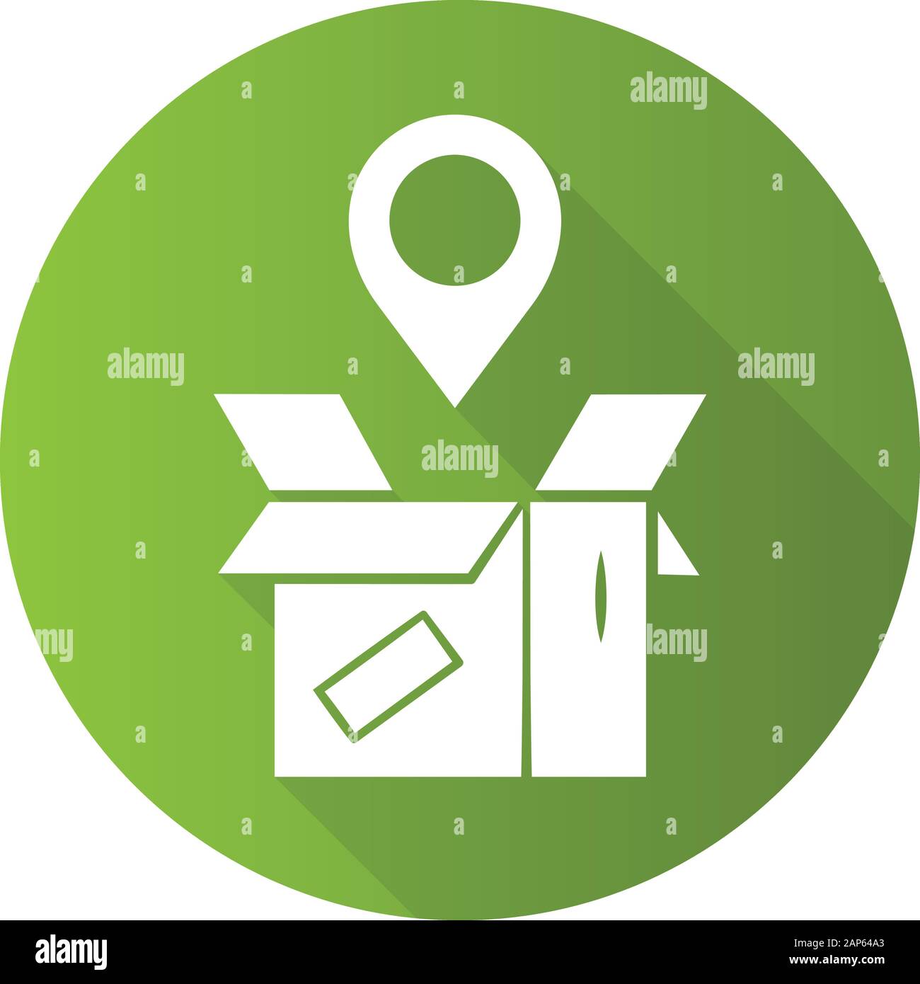 Parcel tracking green flat design long shadow glyph icon. Package location monitoring. Order