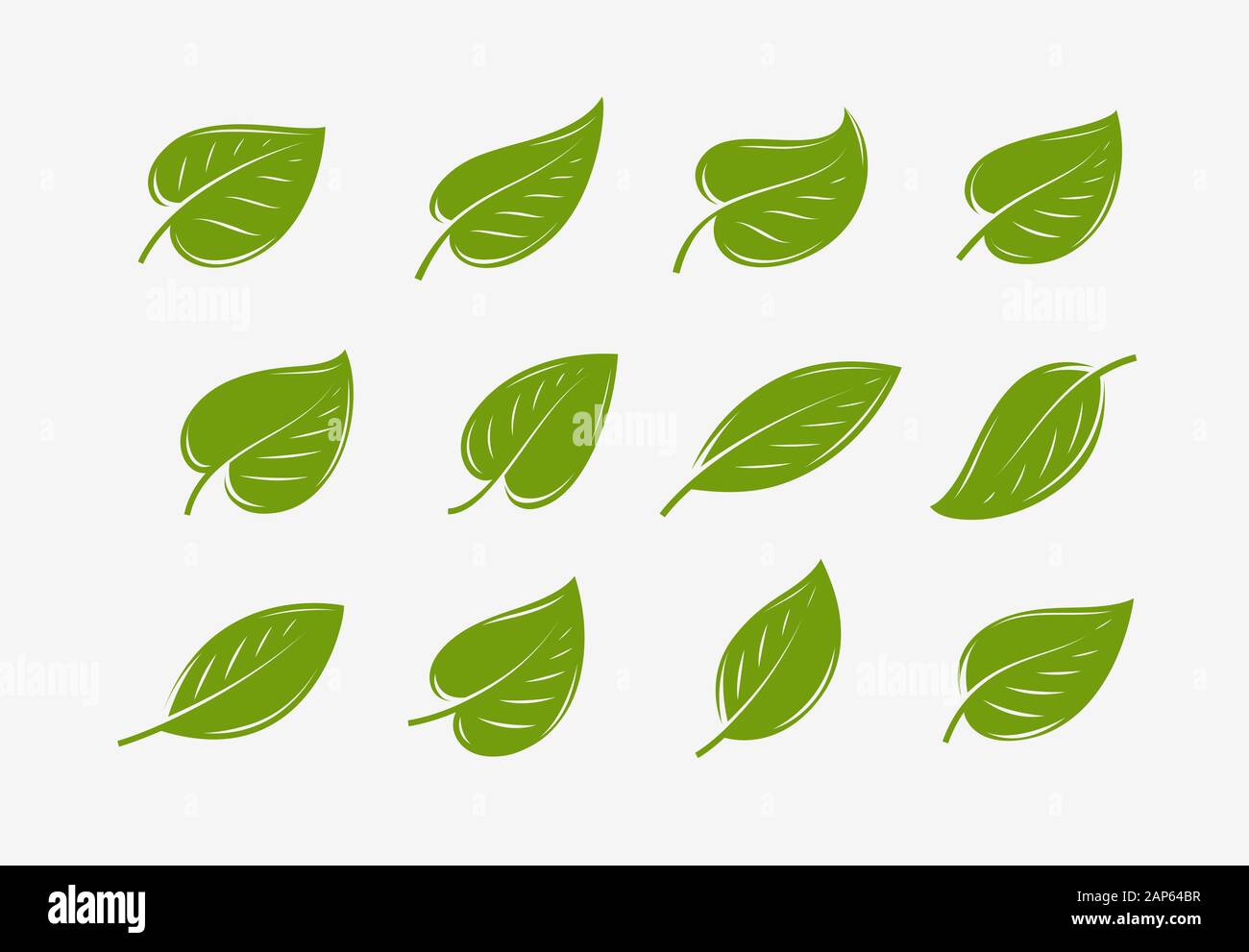 Green leaf icon set. Natural, organic logo or symbol vector Stock Vector