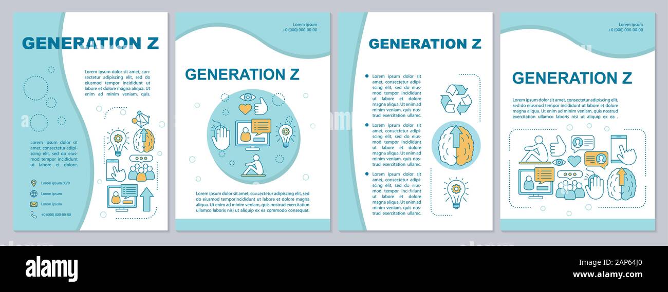 Generation Z brochure template. Age group. Flyer, booklet, leaflet