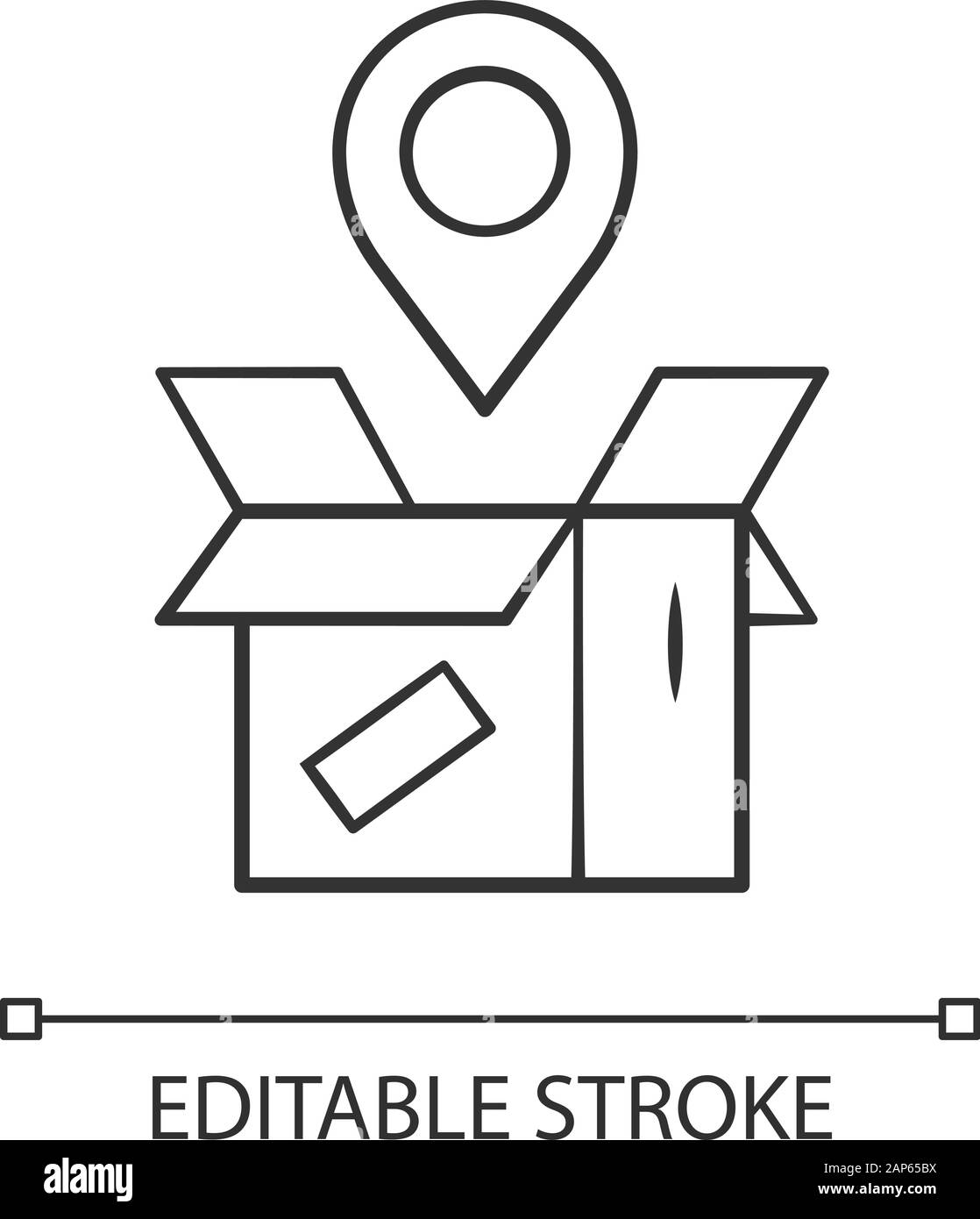 Parcel tracking linear icon. Package location monitoring. Order status postal tracking. Delivery