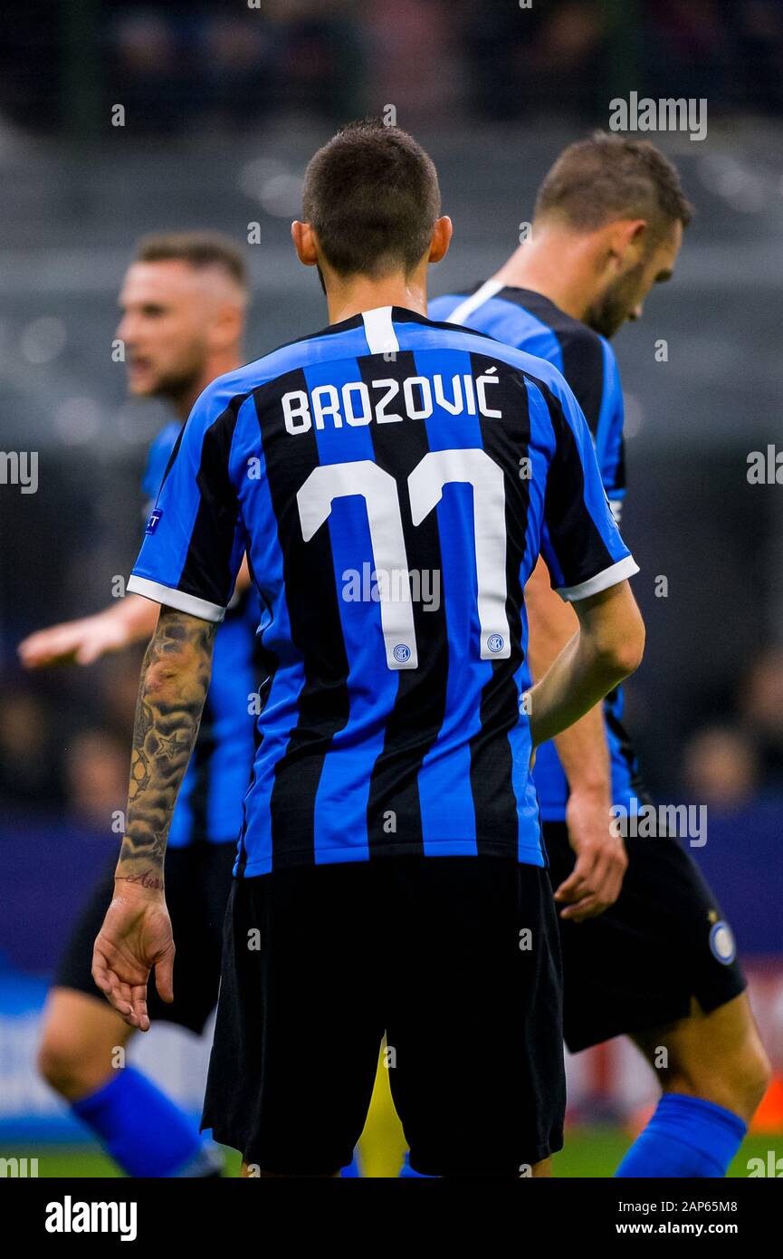 Milan - Oct 23, 2019: Marcelo Brozovic 77. FC Inter - Borussia Dortmund. Champions League. Stadio San Siro Stock Photo