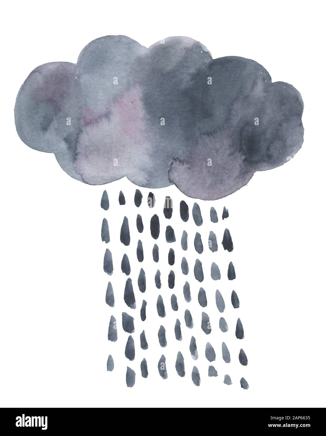 Watercolor rainy cloud. Scandinavian poster for children's room decor ...