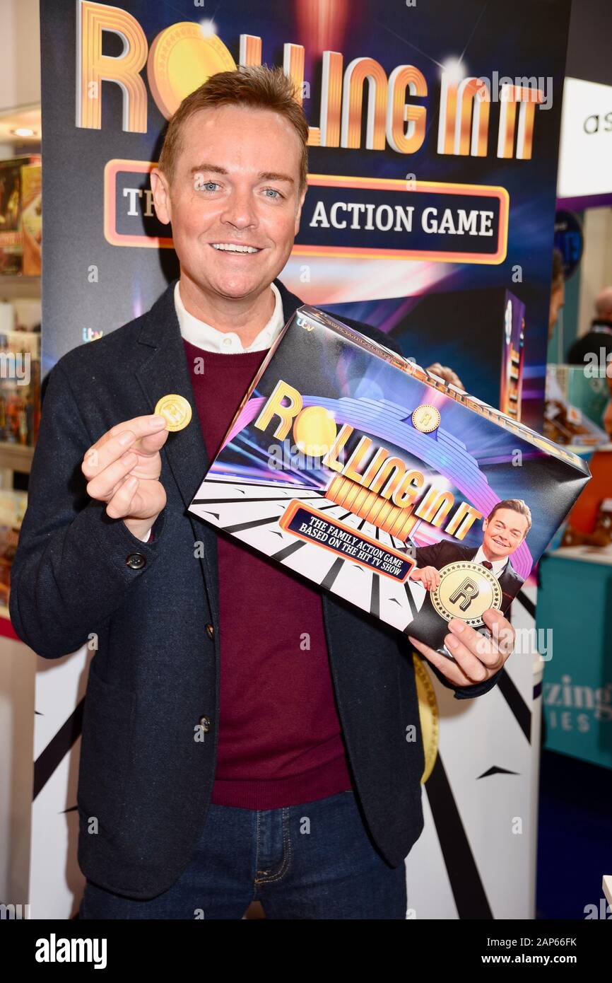 stephen mulhern promoted the game rolling it toy fair olympia kensington london uk stock photo alamy