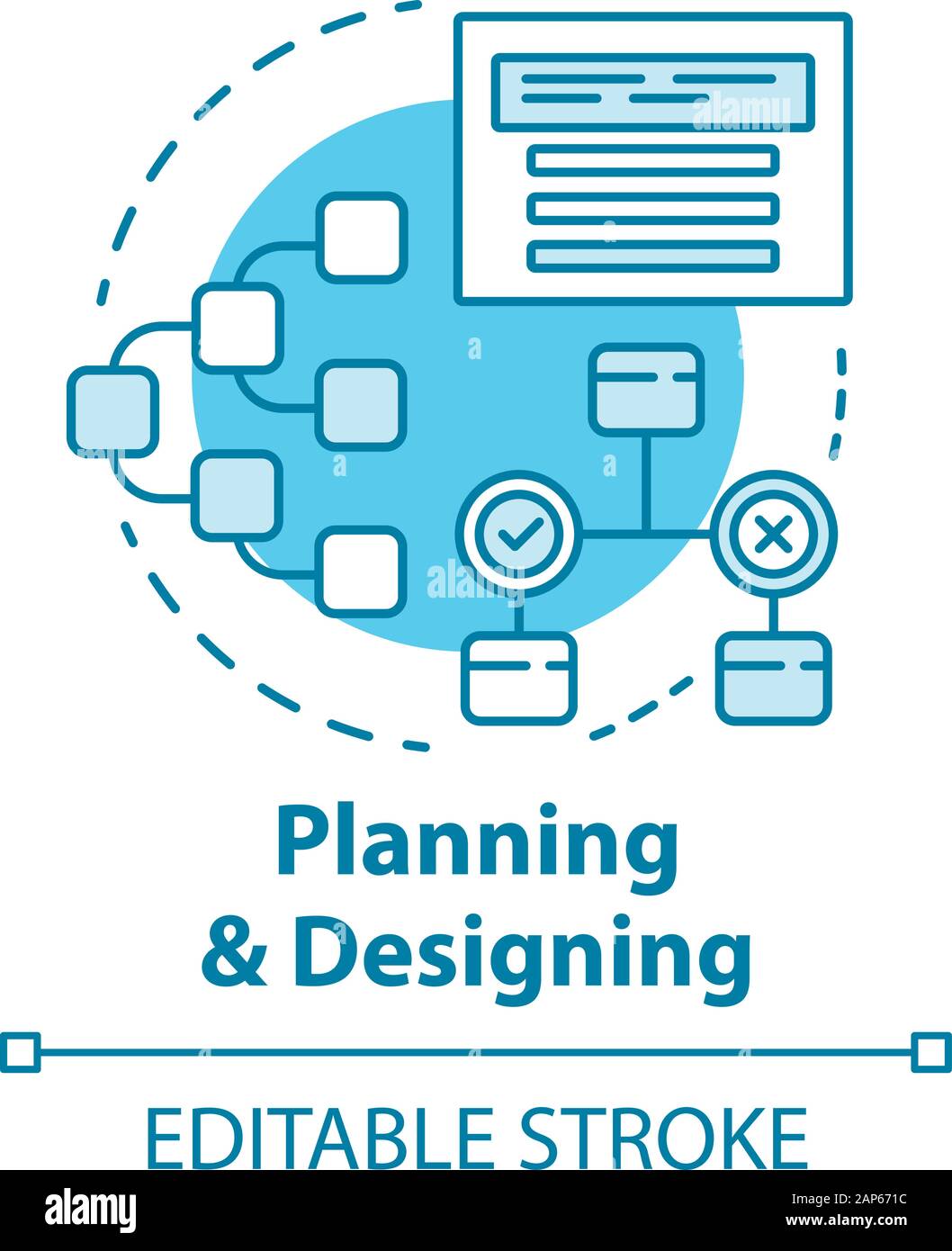 Planning and designing concept icon. System operation algorithm idea ...