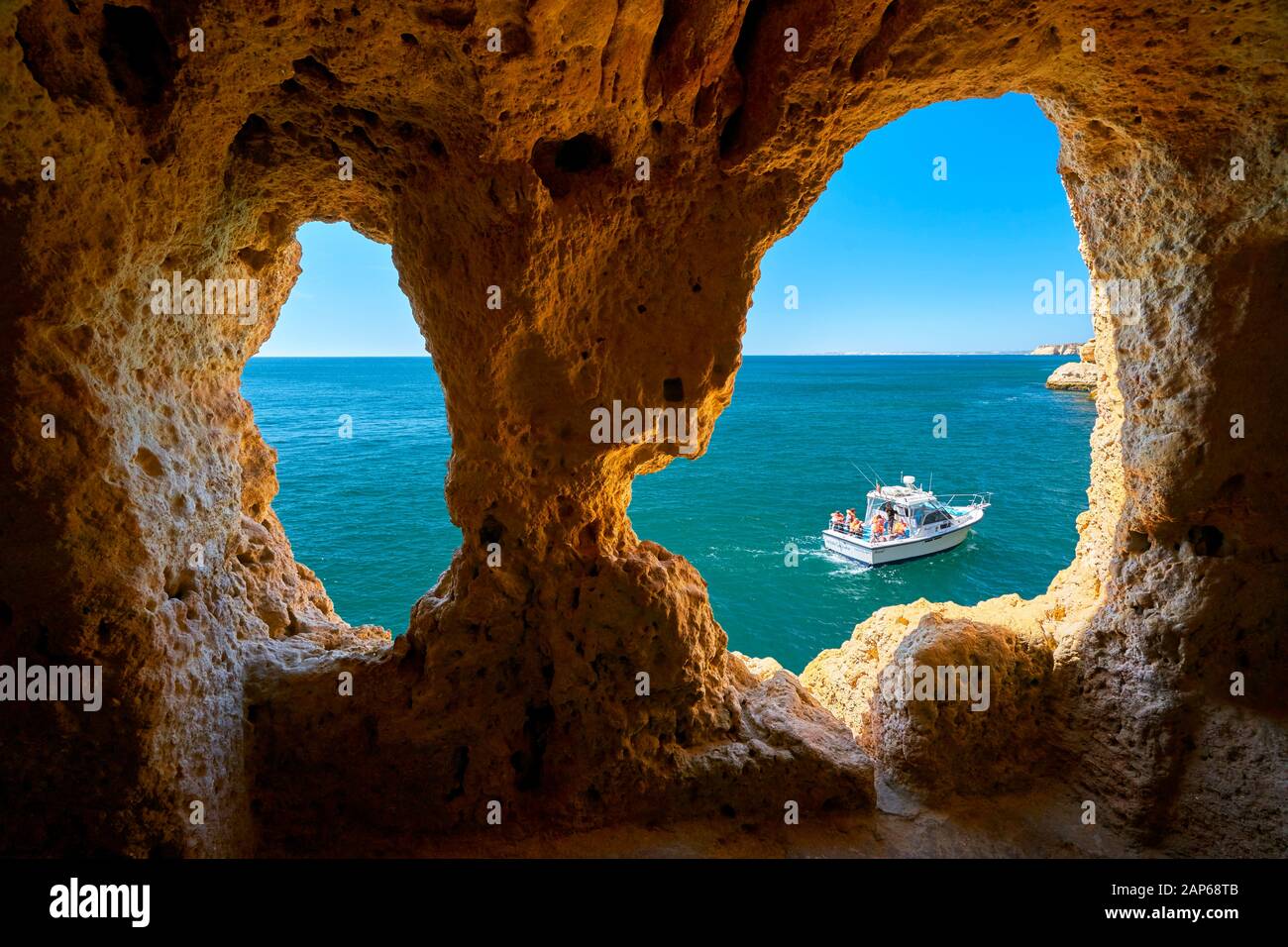 Algar Seco Cave, Carvoeiro, Algarve, Portugal Stock Photo