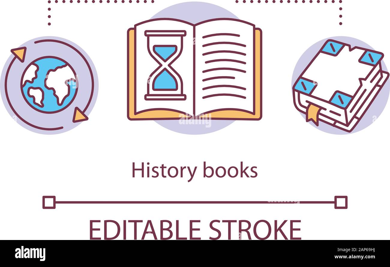 History books concept icon. World historical literature idea thin line illustration. Ancient times, manuscripts, chronological researches. Vector isol Stock Vector