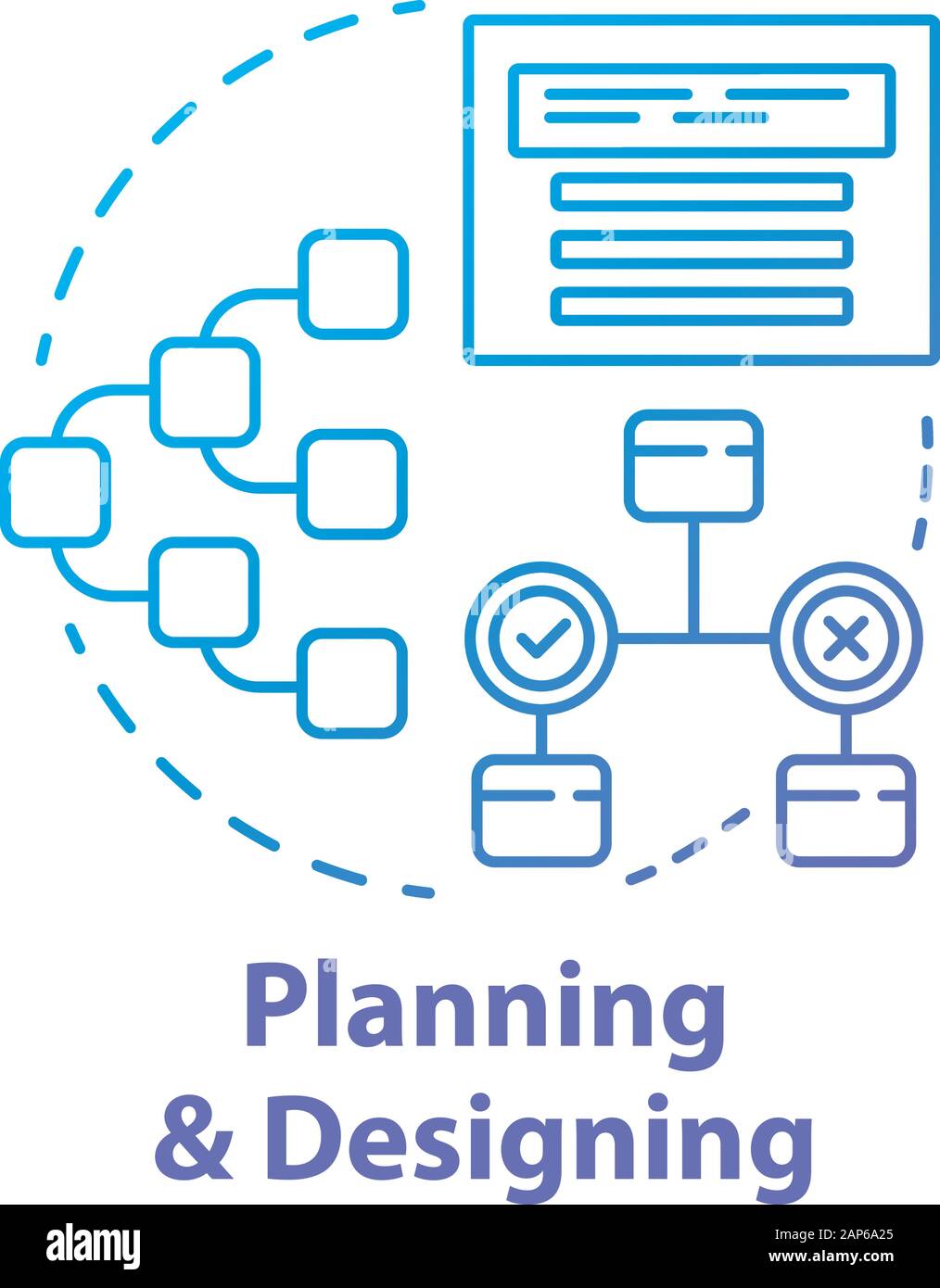 Planning and designing concept icon. System operation algorithm idea ...