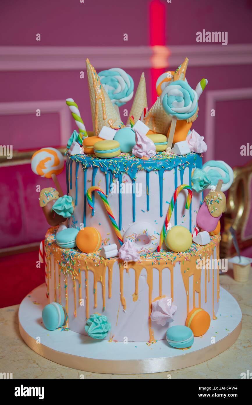 Decoration For Cake And Bekery Colorfull Cake Pops In Waffle Cone