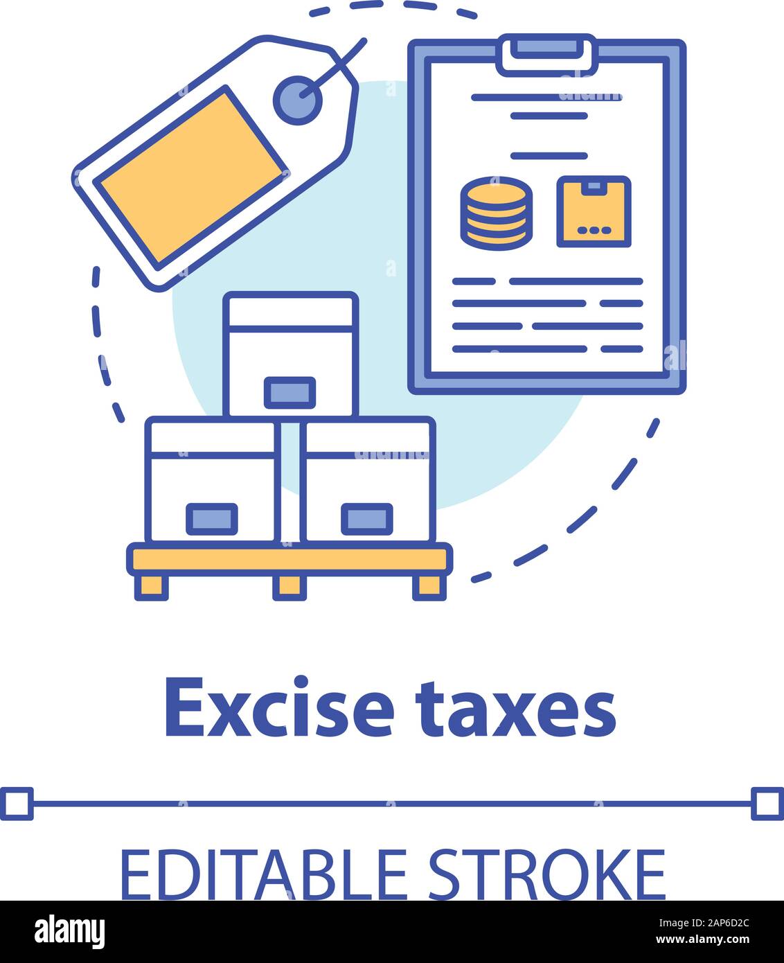 Excise taxes concept icon. Legislated taxation on specific goods idea thin  line illustration. Tax levied on commodities, services and activities. Vect  Stock Vector Image & Art - Alamy
