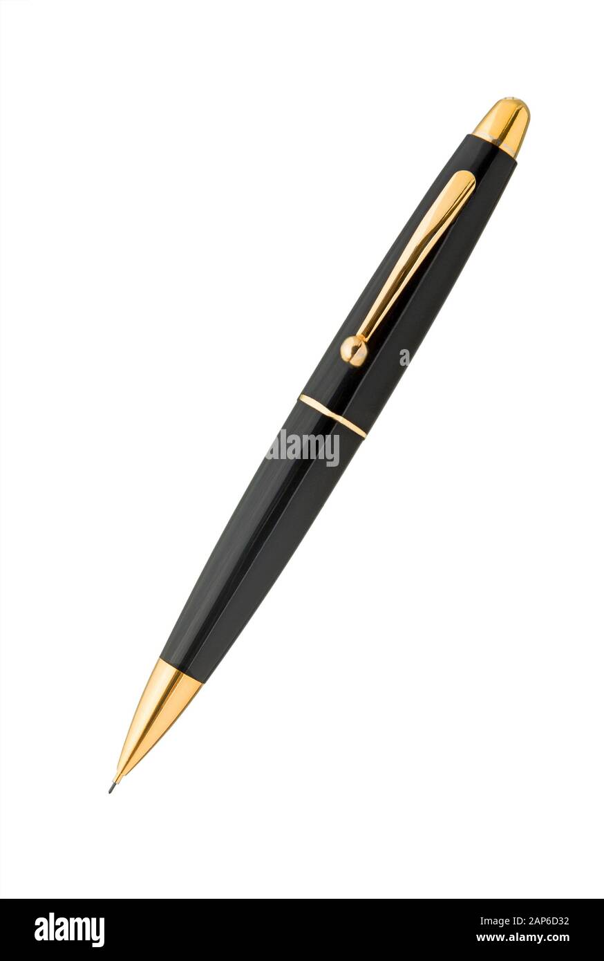 Metal pen isolated on white background. Black ballpoint pen Stock Photo