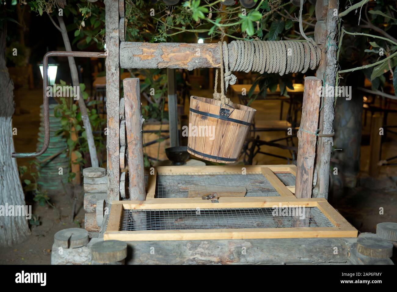 Brick water well wooden roof hi-res stock photography and images - Alamy