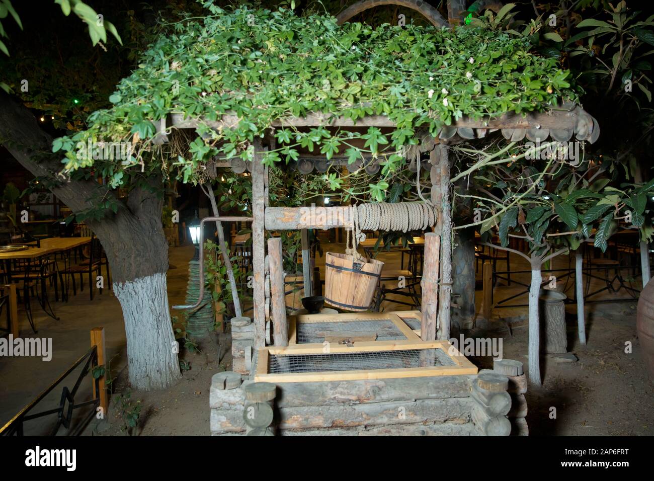 Brick water well wooden roof hi-res stock photography and images - Alamy