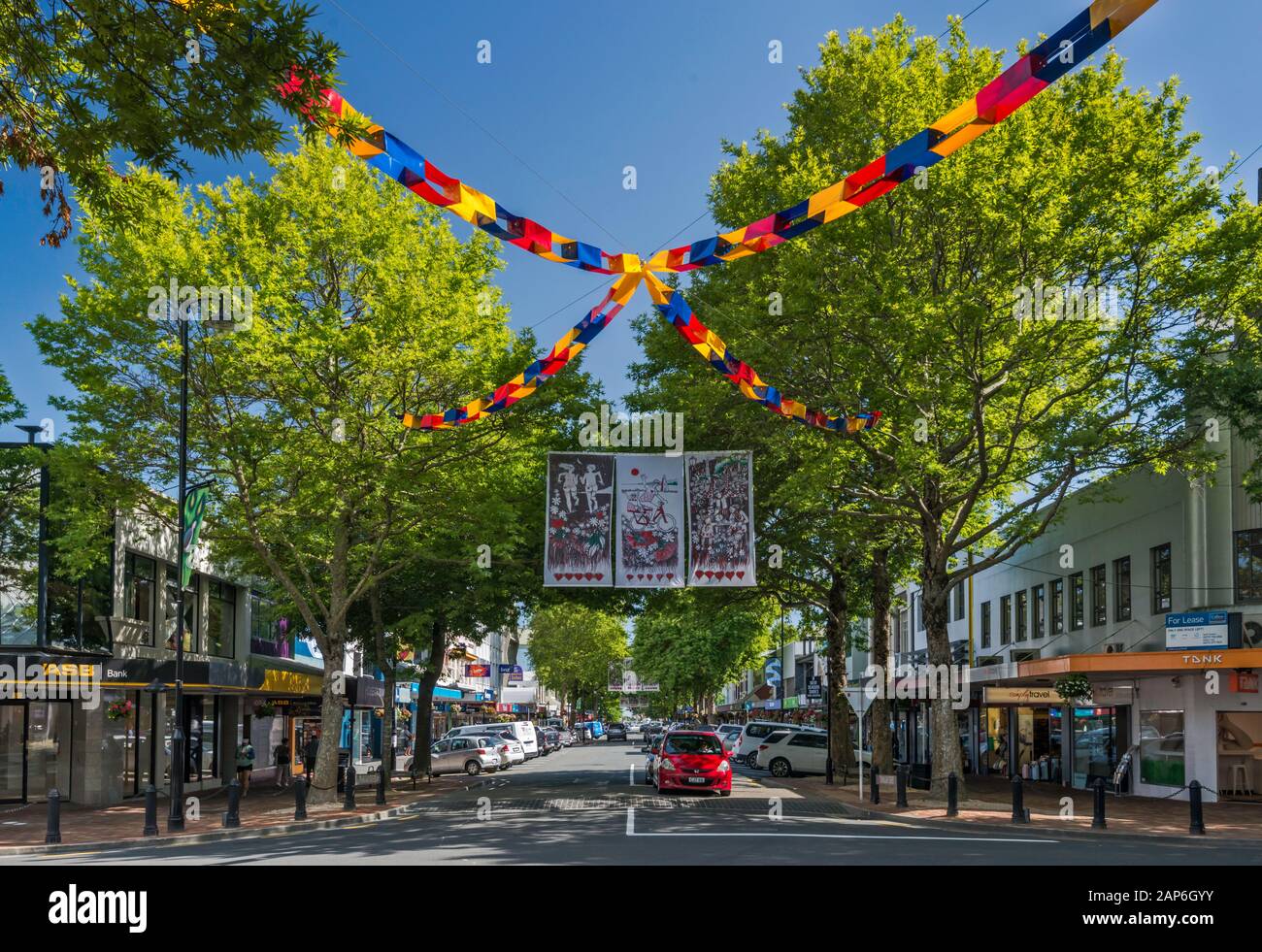 Trafalgar Street in Nelson, South Island, New Zealand Stock Photo