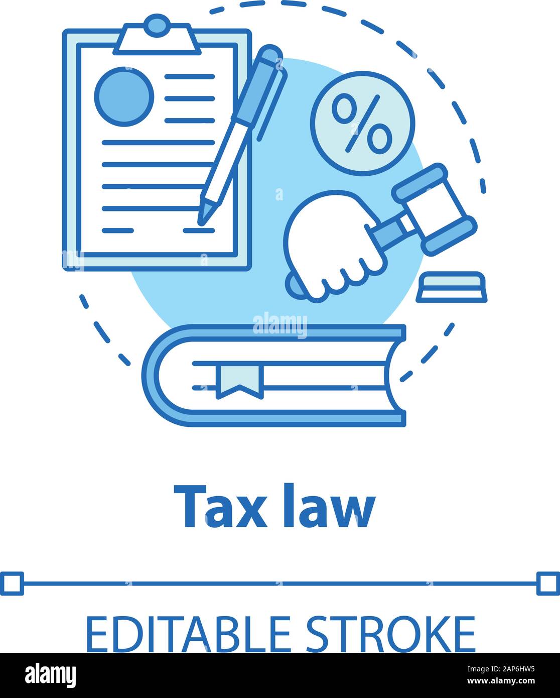 Tax law blue concept icon. Financial verdict idea thin line