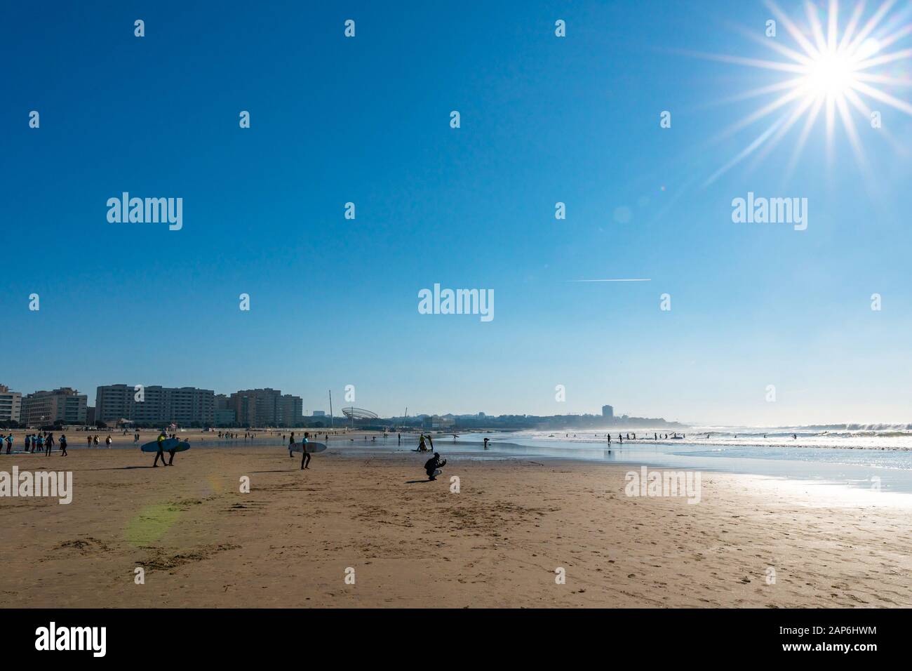 Porto Praia de Matosinhos Beach Picturesque View with Sun Rays and ...