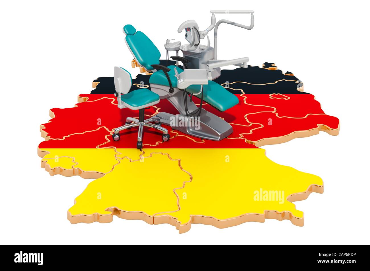 Dentistry in Germany concept, 3D rendering isolated on white background