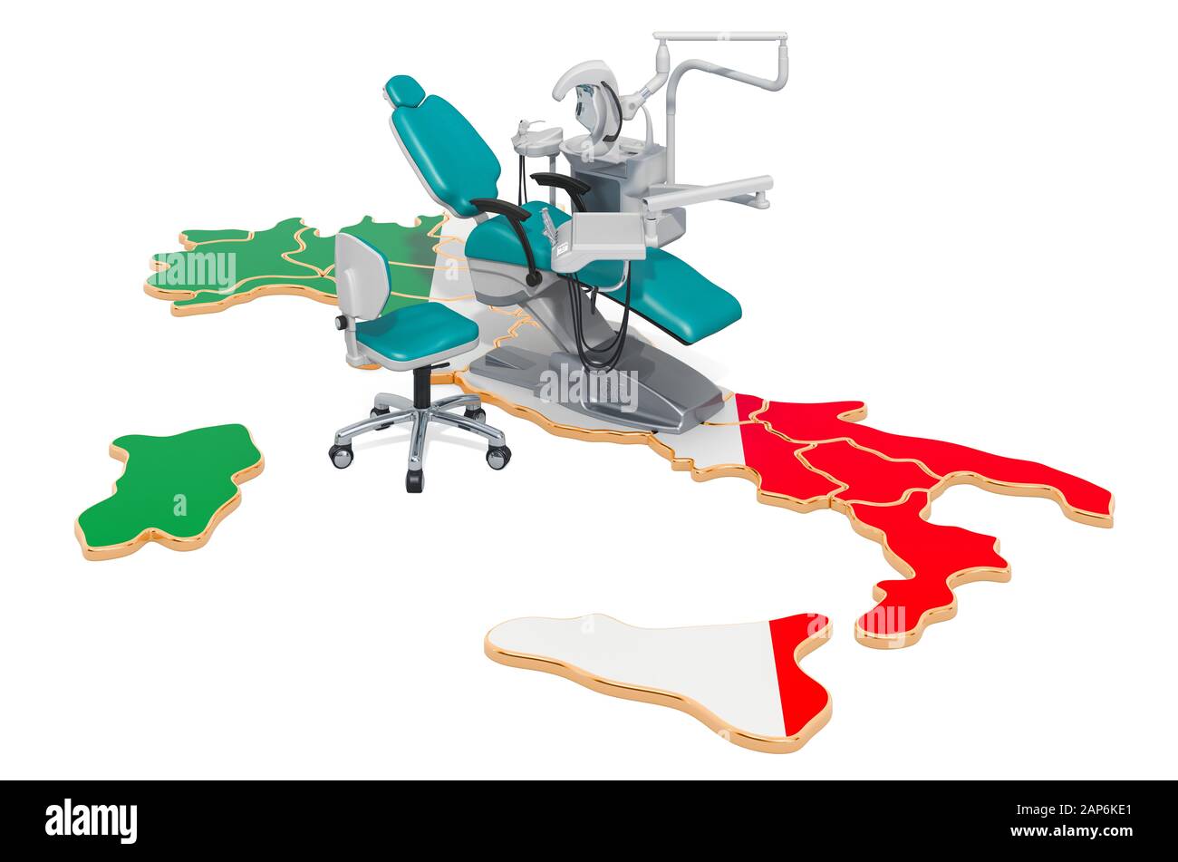 Dentistry in Italy concept, 3D rendering isolated on white background