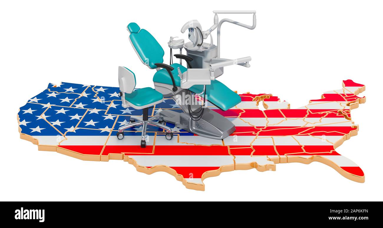 Dentistry in the United States concept, 3D rendering isolated on white background Stock Photo