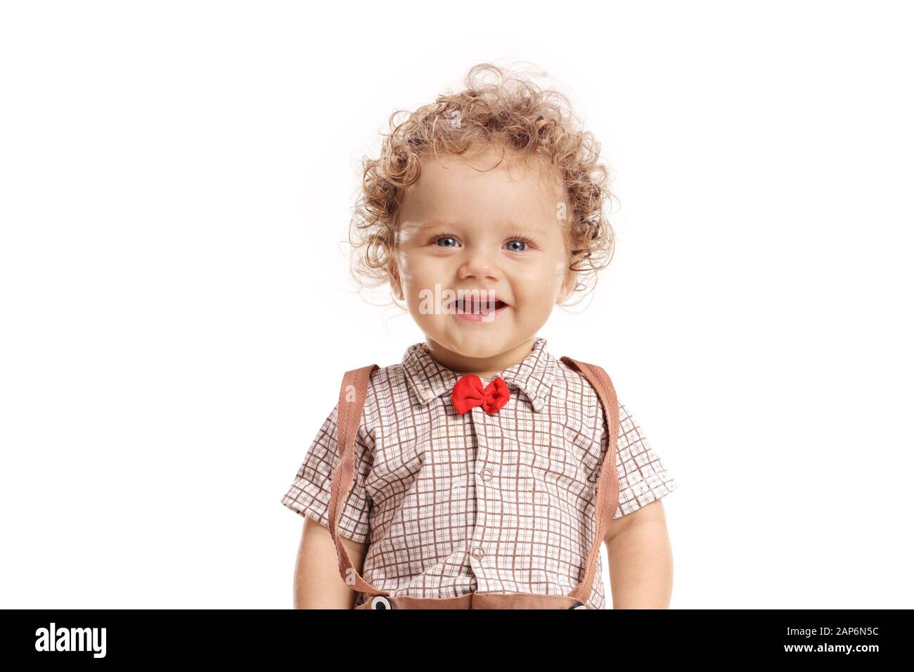 Baby boy with a bow tie isolated on white background Stock Photo