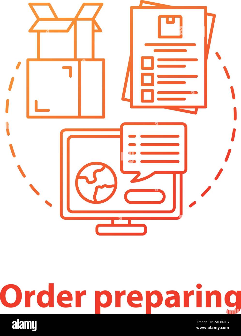 Order preparing red concept icon. Goods dispatch idea thin line ...