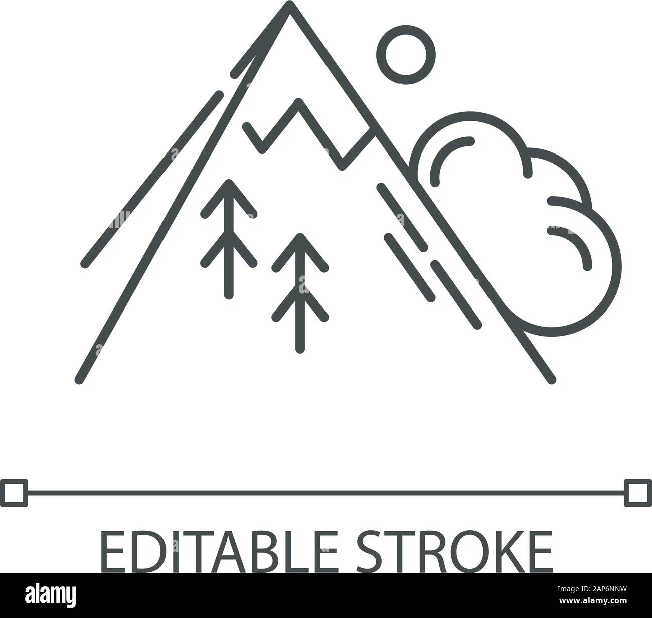 Avalanche linear icon. Sudden landslip. Unexpected landslide. Mass of snow falling down mountain side. Thin line illustration. Contour symbol. Vector Stock Vector