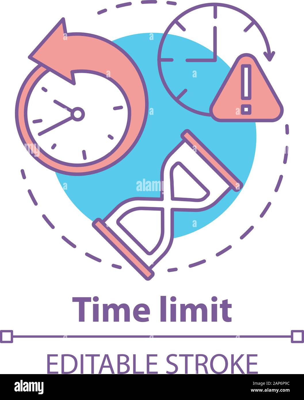 Time limit concept icon. Game timer idea thin line illustration. Different clock types