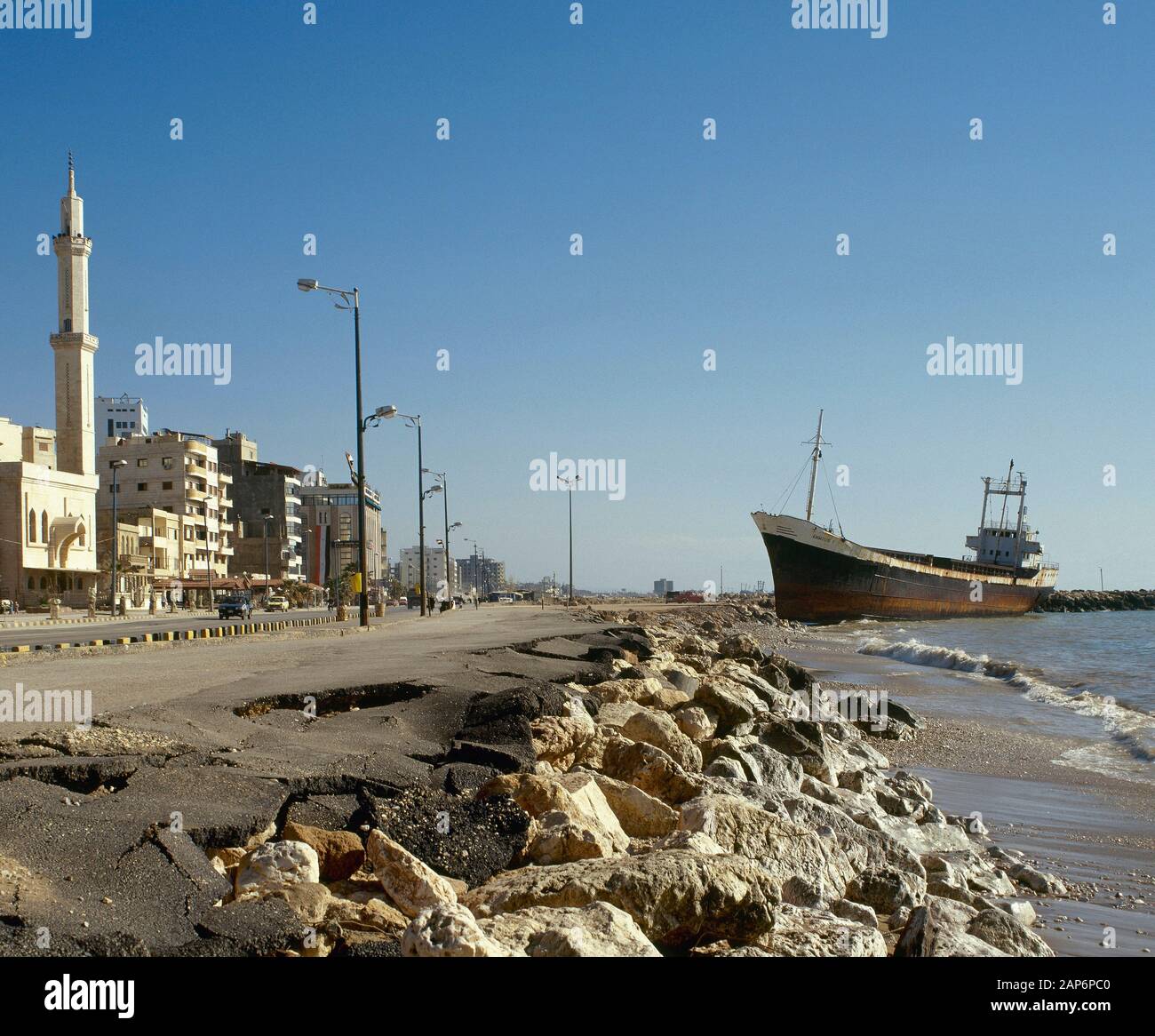 Syrian Arab Republic, Tartus. View of the seafront. Photo taken before the Syrian civil war. Stock Photo