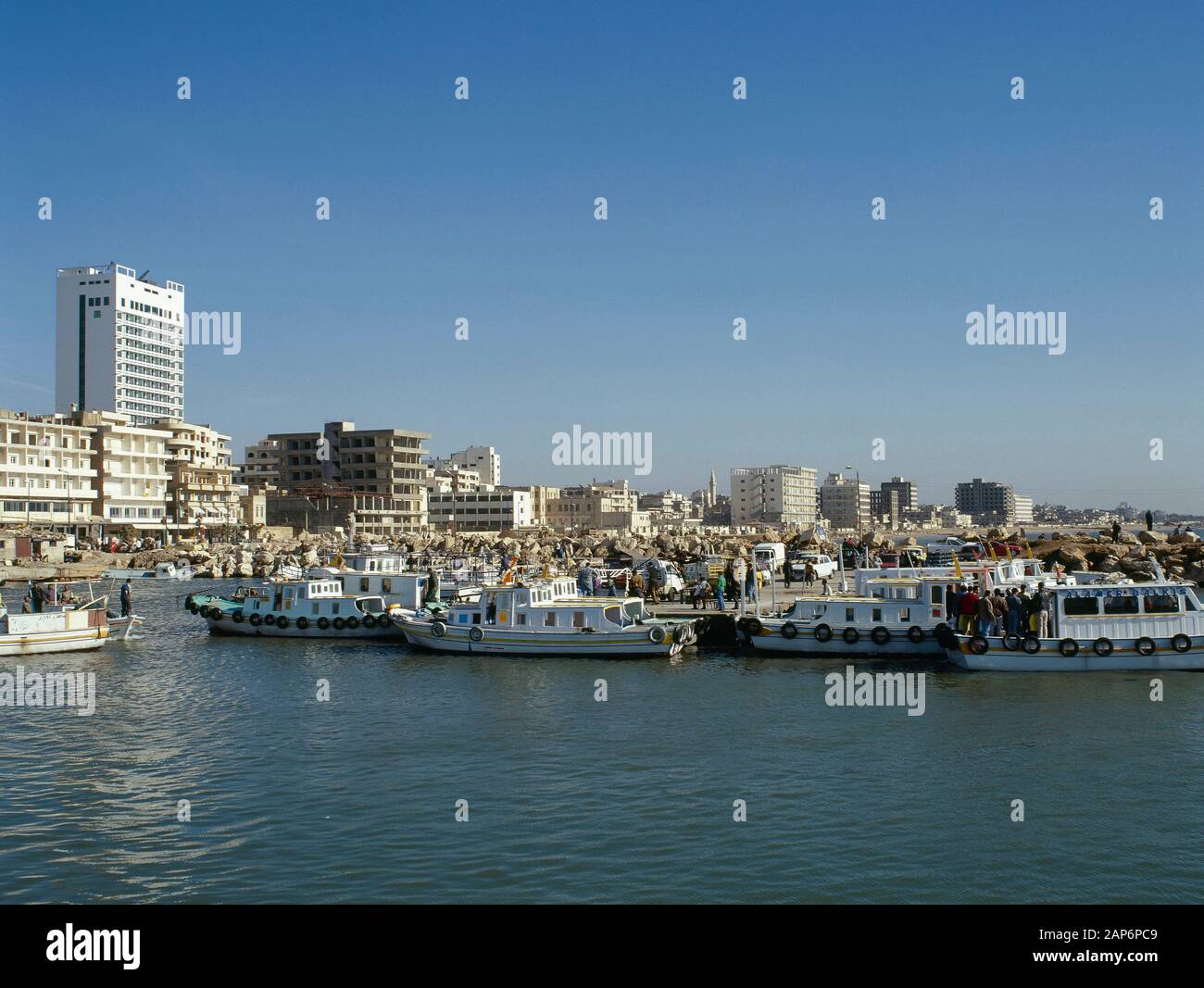 Syrian Arab Republic, Tartus. General view of the seafront. Photo taken before the Syrian civil war. Stock Photo