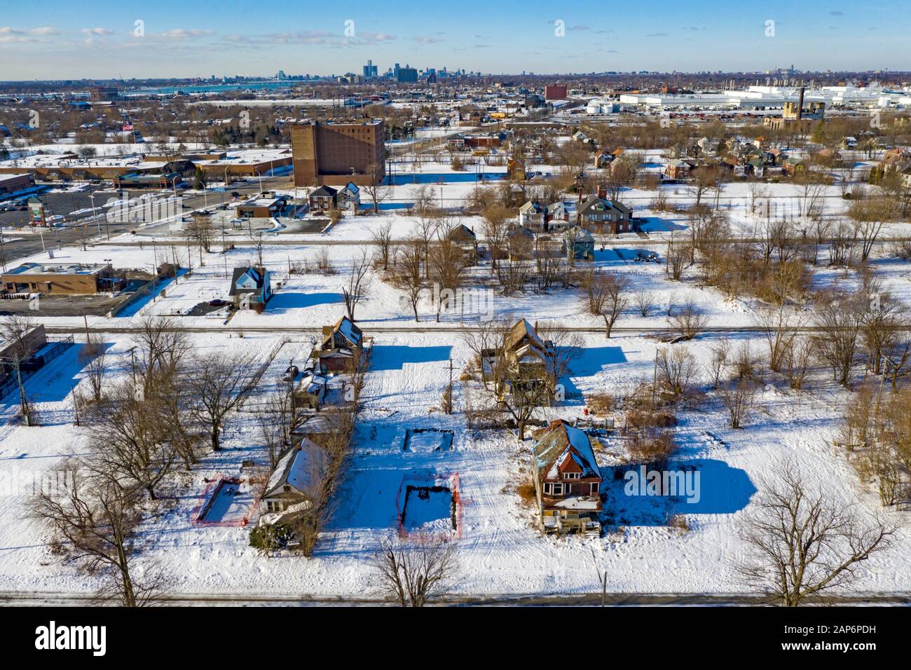 Detroit, Michigan Huge sections of vacant land characterize many