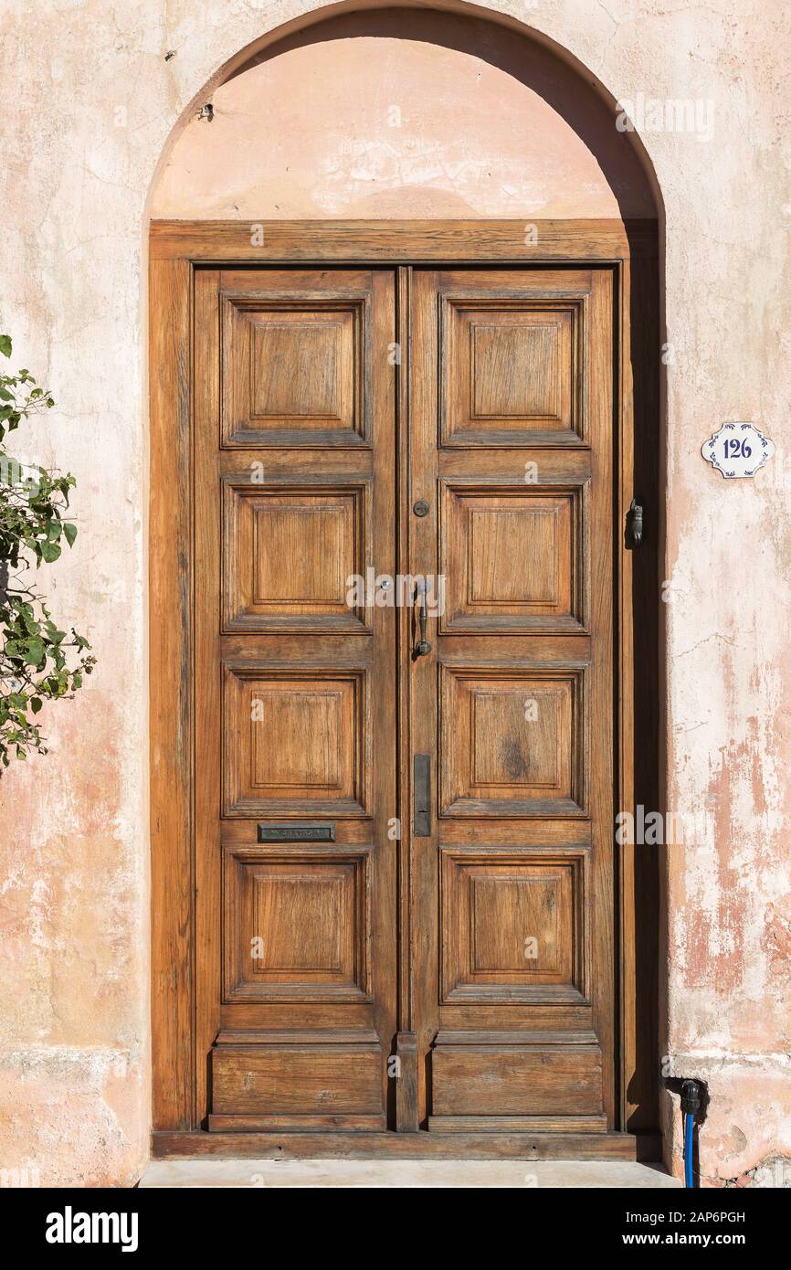Old Spanish style wooden door Stock Photo - Alamy